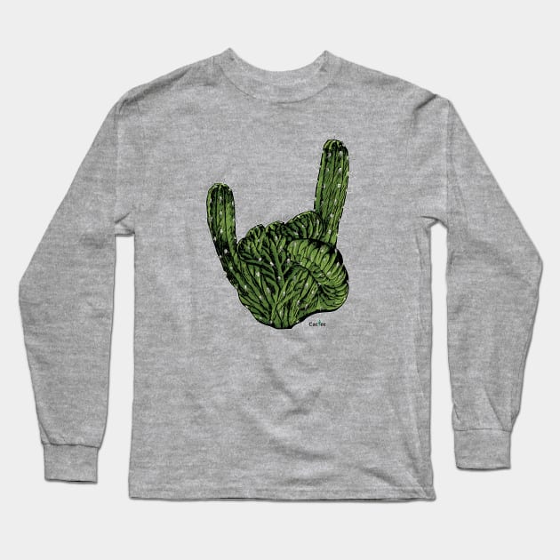 Rock on Cactus Hand 'The Sign of the Horns' Long Sleeve T-Shirt by Cactee